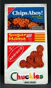 Foglio Adesivo Chips Ahoy Sugar Mama Chuckles & Nabisco Puffy Vecchio Negozio Stock - Foto 1 di 1