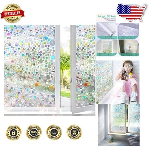Large Rainbow Window Film - Semi-Transparent UV Heat Blocking Decorative Sticker - Picture 1 of 10