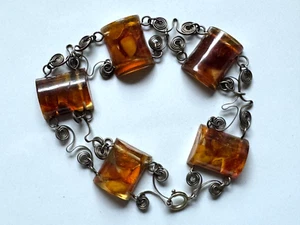 Art Deco Armband mit Bernstein um 1920 - Seltenes , außergewöhnliches Design - Bild 1 von 4