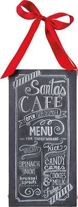 Wood Chalk Board Hanging Wall Sign~SANTA'S CAFÉ OPEN EVERY DECEMBER MENU FOR... - Picture 1 of 1
