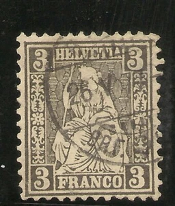 SUIZA YVERT 34 (º) 3 Cts. negro 1862 NL1517 - Picture 1 of 2