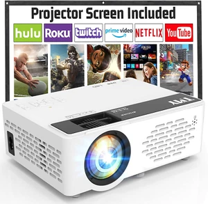 Mini Bluetooth Projector, 1080P HD Portable Movie Projector w/ Screen, HDMI USB - Picture 1 of 11