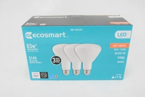 Ecosmart 1001070011 65W Soft White BR30 Flood Light 2700K 3 Pack - Picture 1 of 5