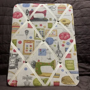 40x30cm Hand Crafted Fabric Notice Memo Pin Notice Board - Sewing Design - Picture 1 of 3