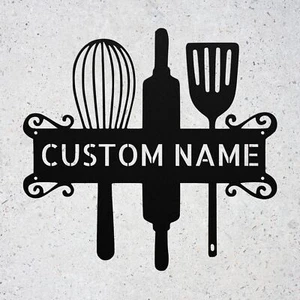 Custom Kitchen Tools Metal Sign Personalized Wall Decor Gift for Cooking Lovers - Picture 1 of 5
