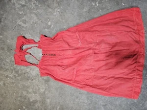 ANTHROPOLOGIE PILCRO ROSTAND BUTTONFRONT LINEN MIDI DRESS RED Womens SMALL - Picture 1 of 6