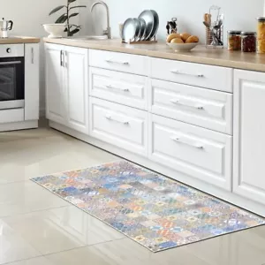 Waschbarer Küchenläufer-Teppich mit Fliesenmuster in bunt - Bild 1 von 6