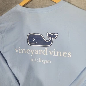 Vineyard Vines Shirt Mens Large Michigan Blue Long Sleeve Pocket Cotton - Picture 1 of 10