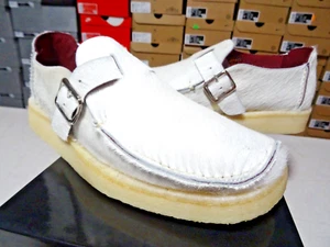 NEW $250 Padmore & Barnes CREAM Pony Hair X Shoe M665 SZ 8 MENS Vibram WALLABEE - Picture 1 of 9