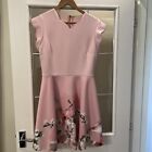 Ted Baker Pink Harmony Print Scalloped Dress Size 3 Uk 12