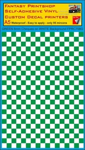  CHEQUERED GREEN SQUARES 8mm ON WHITE Vinyl Sticker Transfers Decals FPRC708G - Picture 1 of 9