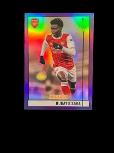 2020-2021 Topps Merlin Bukayo Saka Purple Refractor 161/299 Rookie RC - Picture 1 of 3