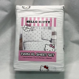 Hello Kitty von Sanrio X-Long TWIN-Bettlaken-Set 3-teilig 100 % Baumwolle Bettwäsche Schlafsaal - Bild 1 von 11