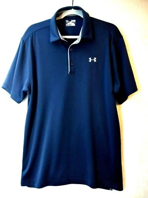 UNDER ARMOUR Mens Navy Blue/Graphite Polo, XL, Heat Gear, Relaxed Fit, Pre-Owned - Image 1 of 4