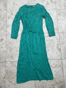 Other Stories Green Jacquard Striped Twist Knot Midi Dress - Size S EU 36 - Picture 1 of 9
