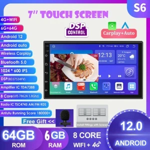 Autoradio 6+64G Carplay Android 12 GPS NAVI RDS Bluetooth USB Kamera Doppel 2DIN - Bild 1 von 20