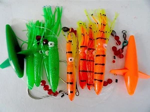 2 Sets DAISY CHAIN BAIT RIG BULB SQUID & BIRD OFFSHORE TROLLING TUNA ORANGE & G - Picture 1 of 3