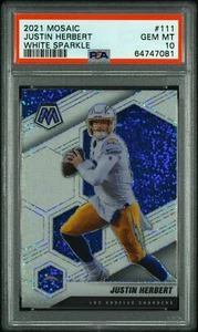 2021 Panini Mosaic Justin Herbert #111 White Sparkle stampa corta PSA 10 - Foto 1 di 2