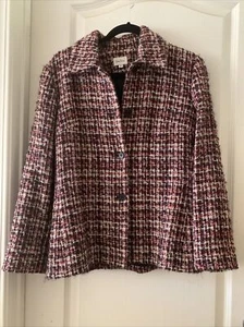 VTG Nordstrom Tweed Red Multicolor Wool Blend Blazer Jacket Sz 8 Made In USA - Picture 1 of 10