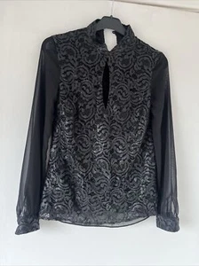 Lipsy London Size 6 Waxy Lace Top Blouse Long Sleeve - Picture 1 of 8