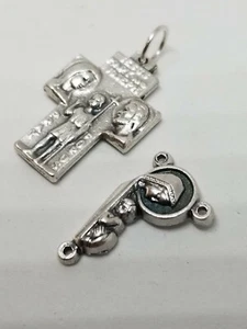 Rosary Findings Set #17 - Holy Family/St. Christopher Cross, Mary/Infant Center - Picture 1 of 5