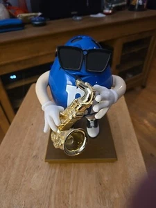 Blue M&M peanut Saxophone Player Blues Café Candy Dispenser M&M VINTAGE Complete - Picture 1 of 6