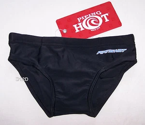 Piping Hot Boys Black Printed Racer Brief Bathers Size 1 New - Picture 1 of 2
