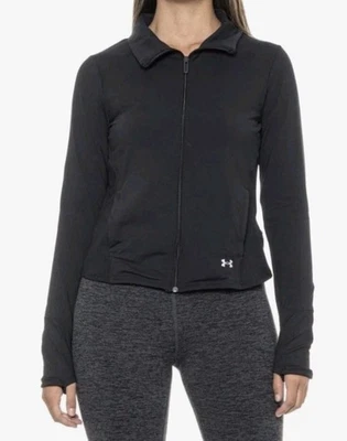 Chaqueta Under Armour Meridian para mujer negra talla L cremallera completa agujeros para el pulgar bolsillos NUEVO Foto 1 de 4