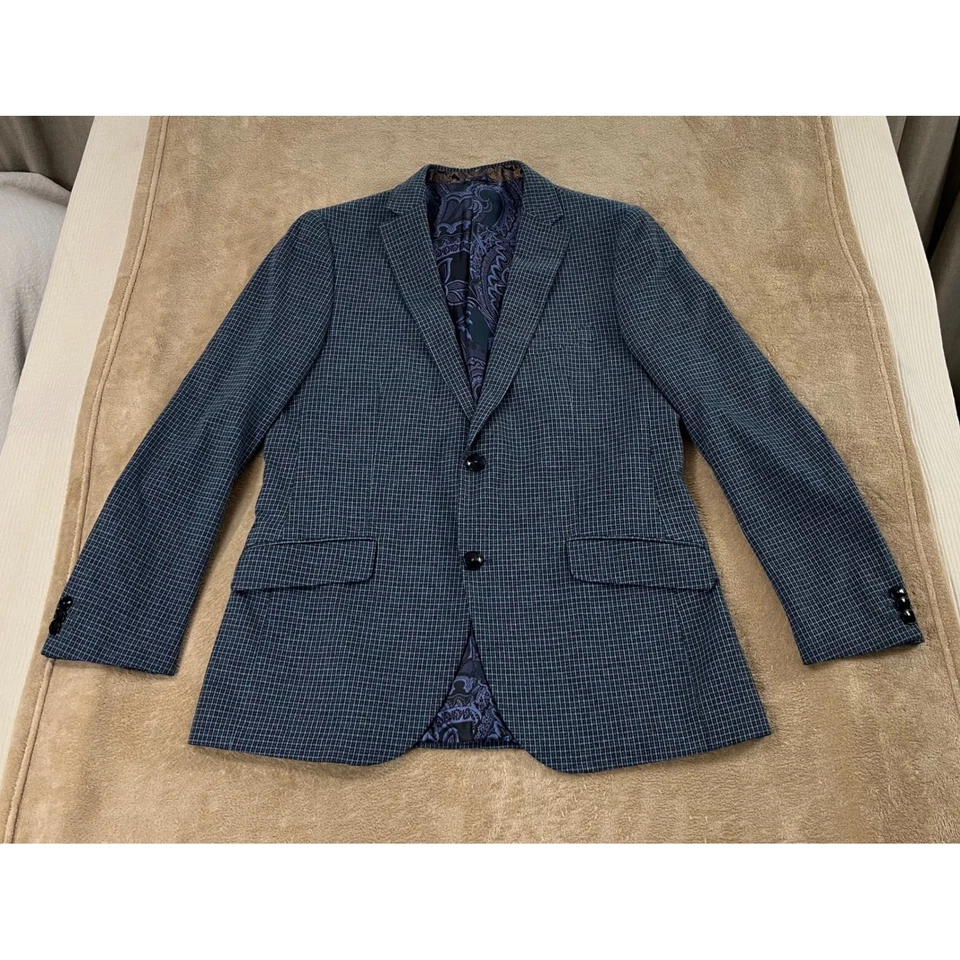 Chaqueta Blazer Etro Milano Para Hombre Talla 54R Azul Patrón A Cuadros Hecha en Italia Usada en Excelente Condición Foto 1 de 4