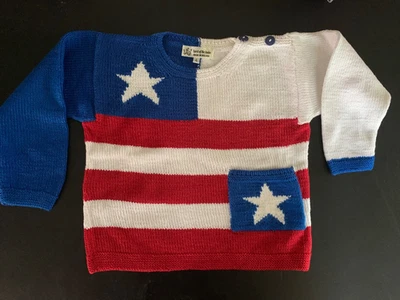 NUEVO Suéter Pullover Patriótico Unisex Niños Algodón/Poliéster Rojo Blanco Azul Talla 4 Foto 1 de 4