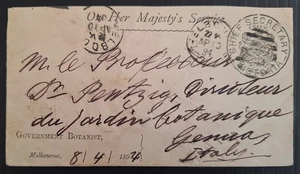 1894 Victoria Australia OHMS CHIEF SECRETARY Frank Cover Govt Botanist Melbourne - Picture 1 of 2