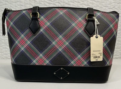 Bolso de Mano St. John’s Bay Top Cremallera Negro Multi Cuadros Cuero Sintético Foto 1 de 4