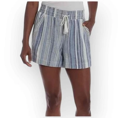 Pantalones Cortos Briggs Damas Mezcla de Lino, Rayas Azules, Talla Pequeña - Nuevos con Etiquetas 927S Foto 1 de 4