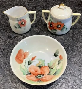 Krister KPM Amapola Florals Azúcar y Crema con Tapa con Tazón Noritake Nippon a Juego - Imagen 1 de 19