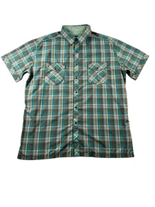 Kuhl Mens Eluxur Size XL Shirt Brown Blue Plaid Button Pockets Short Sleeve - Picture 1 of 6