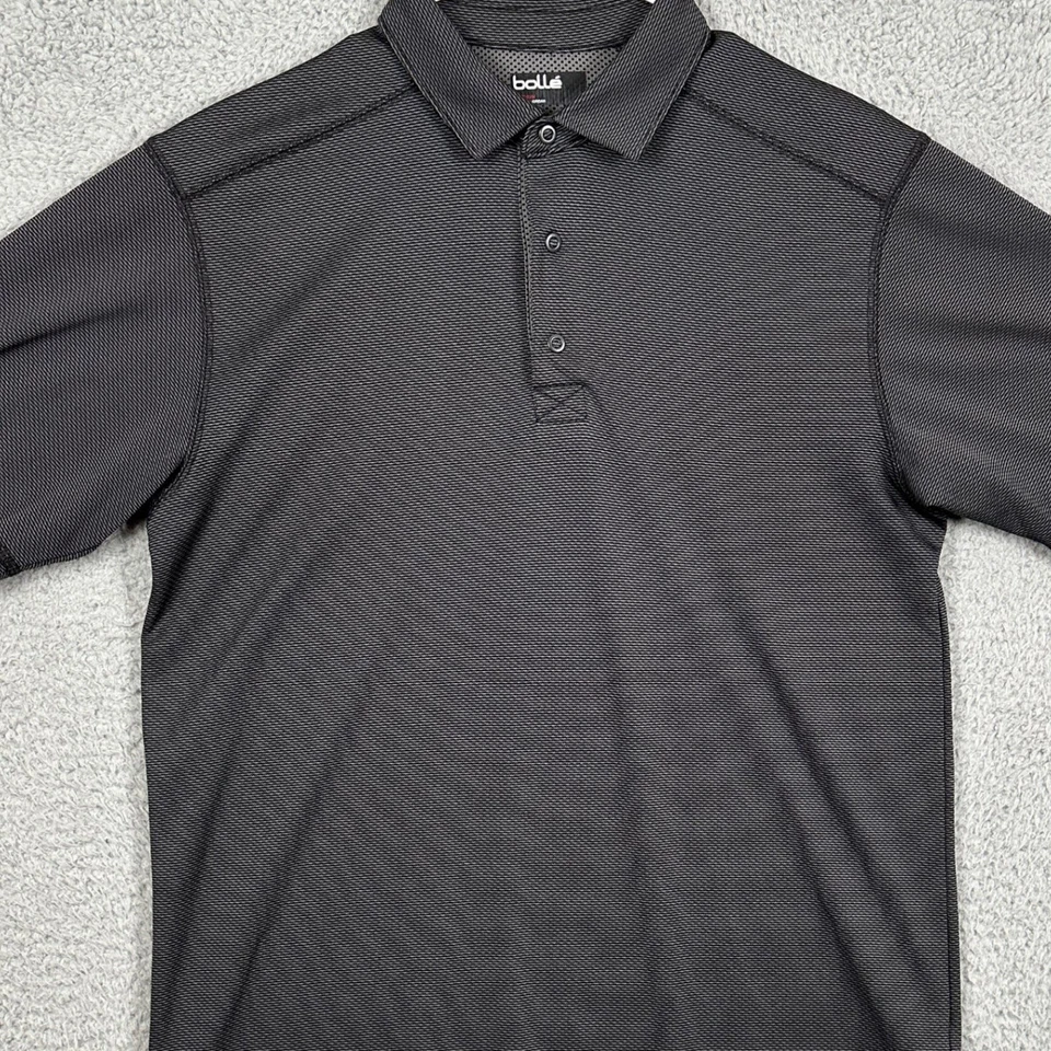Camisa Polo de Golf Bolle Para Hombres Mediana Negra Manga Corta Rugby Botón a Presión Atlética Foto 1 de 4