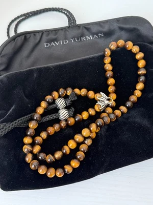 Collar de cuentas espirituales ojo de tigre ojo de tigre plata esterlina .925 24" David Yurman Foto 1 de 4