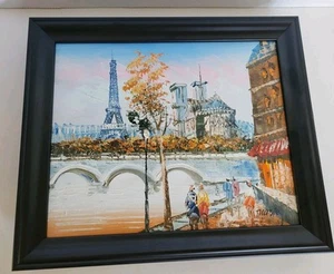 NEW Oil Painting of Eiffel Tower in Paris, France on Canvas Framed 10"x12" - Picture 1 of 9