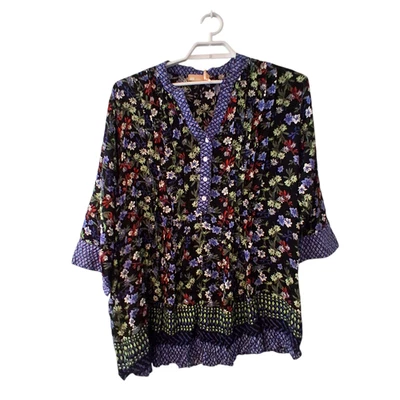 La Cera nwt shirt womens size 3x floral tunic rayon *small flaw - Image 1 of 4