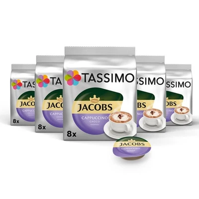 TASSIMO Kapseln Jacobs Cappuccino Choco T Disc 5x8 Getränke Kaffeekapseln Schoko - Bild 1 von 4