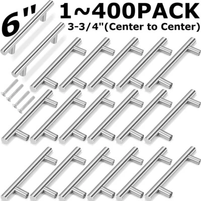 6" Brushed Nickel Kitchen Cabinet Pulls Stainless Steel Drawer T Bar Handles LOT - Image 1 of 4