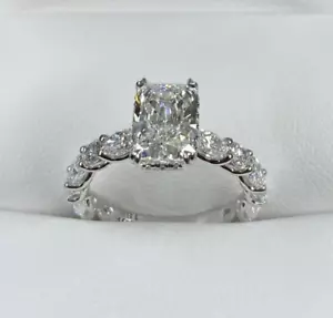 Bague en or blanc 18 carats GIA 4,05 TCW 2,09 CT E-VS1 radiant en laboratoire - Photo 1 sur 5