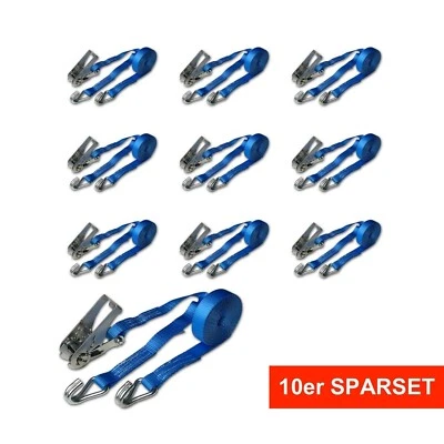 SPARSET: 10x 2tlg 4m Spanngurt Zurrgurt Ratschenzurrgurt Spitzhaken 500 daN 25mm - Bild 1 von 2