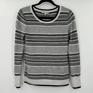 Suéter para mujer 41 Hawthorn negro blanco tejido a rayas cuello redondo talla mediana - Imagen 1 de 7