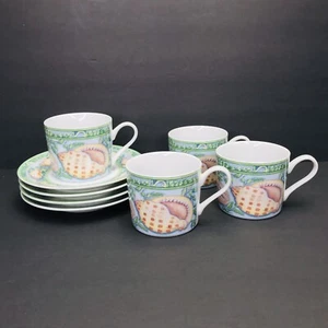 Sea Garden Demitasse tazas y platillos conchas playa océano Andrea Sadek náutico - Imagen 1 de 12