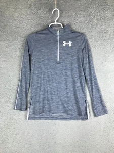 Under Armour Loose Fit Girls 1/4 Zip Long Sleeve Mock Neck Gray Pullover YLG - Picture 1 of 8