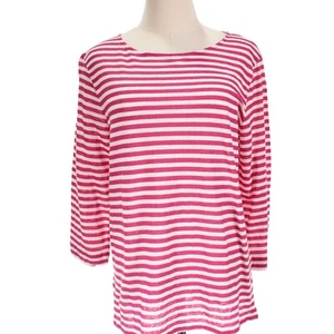 Majestic Filatures NWT Long Sleeve T-Shirt Size 3 US Medium Pink/White Stripes - Picture 1 of 6