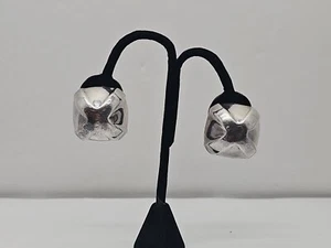 Sterling Silver 925 Signed Simon Sebbag Large Puffy X Marked Clip on Earrings. - Picture 1 of 7