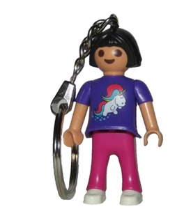 Playmobil Girl Unicorn Purple T-Shirt Keychain - C34 - Picture 1 of 6