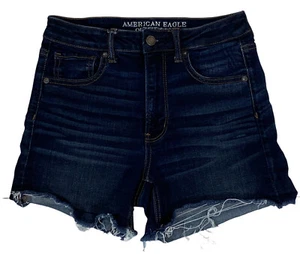 American Eagle Super Hi-Rise Shortie Whiskered Dark Wash Size 8 Super Stretch - Picture 1 of 5
